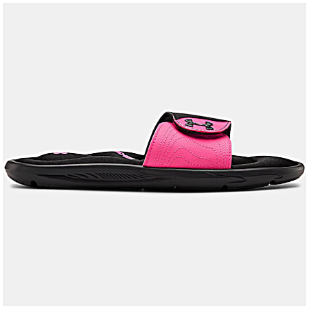 Under Armour Ladies' Black/Pink Ignite Slide Sandals