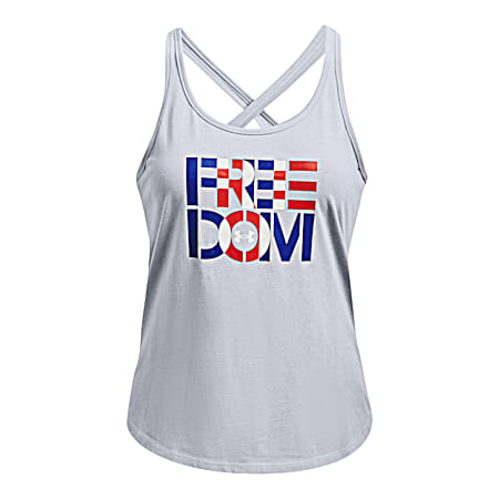 Under Armour Women's UA Freedom Mod Grey/White Graphic Scoop Neck Sleeveless Tank Top