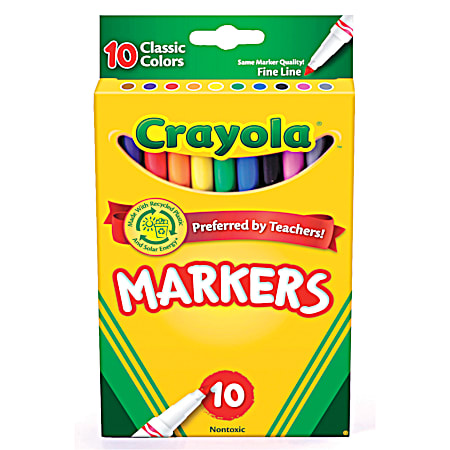 Crayola Classic Colors Fine Line Markers - 10 Ct