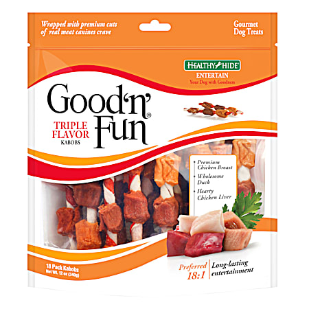 Healthy Hide Good'n'Fun Chicken, Duck & Liver Flavor Kabobs Dog Treats - 18 Pk