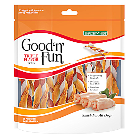 Healthy Hide Good'n'Fun Triple Flavor Twists Dog Treats - 35 Pk