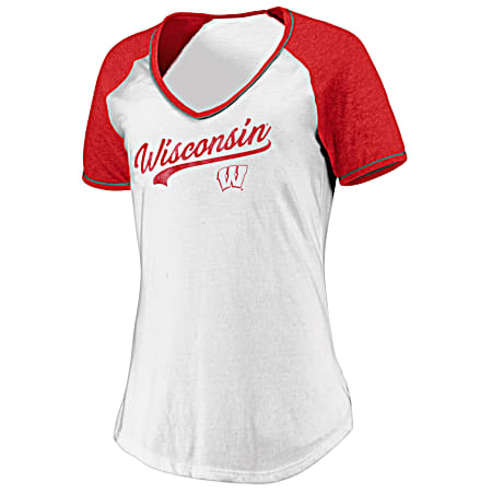 Women's Wisconsin Badgers True Classic Team Colored V-Neck Short Sleeve T-Shirt