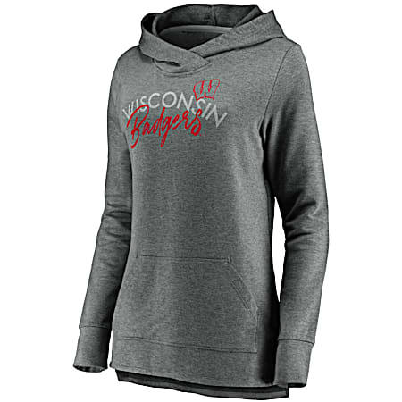 Women's Wisconsin Badgers Grey Graphic Logo Long Sleeve Fleece Hoodie