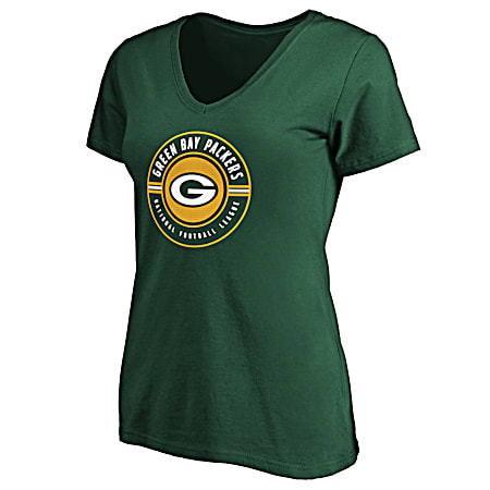 Women's Green Bay Packers Green Team Logo Graphic V-Neck Short Sleeve Cotton T-Shirt
