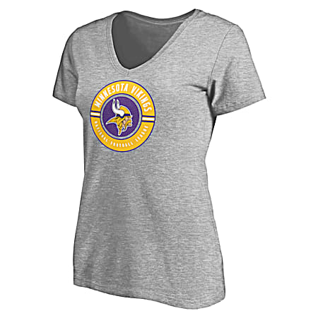 Women's Minnesota Vikings Gray Team Logo Graphic V-Neck Short Sleeve Cotton T-Shirt
