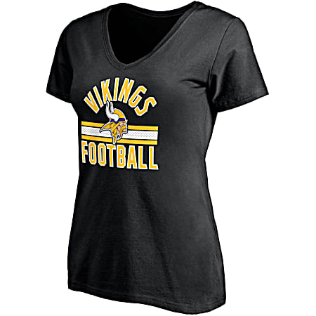 Women's Minnesota Vikings Black Team Logo Graphic V-Neck Short Sleeve Cotton T-Shirt