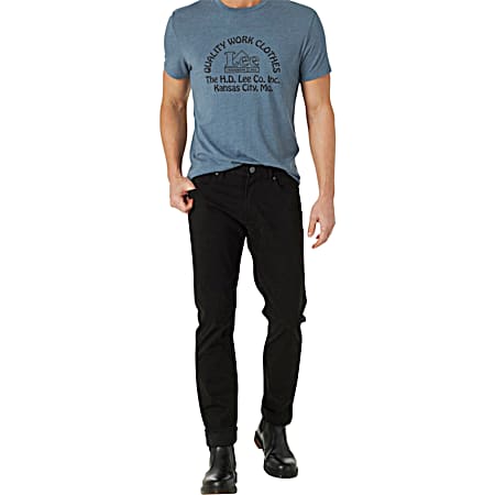 Men's Extreme Motion Black Super Soft Straight Fit Mid-Rise Tapered Leg Twill Jeans