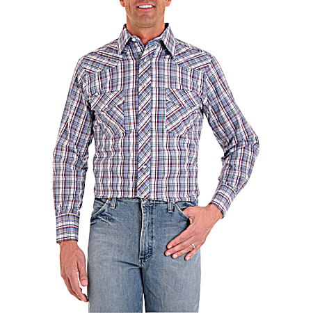 Men's Western Plaid Sport Snap Front Long Sleeve Shirt - Assorted