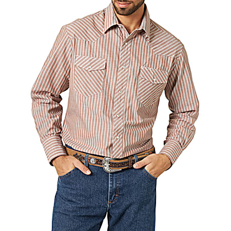 Wrangler Men's Western Stripe Sport Snap Front Long Sleeve Shirt - Assorted