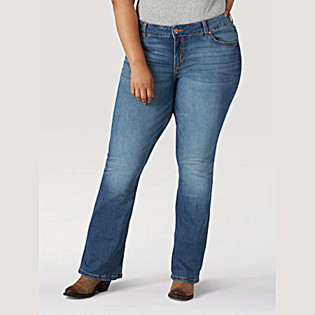 Women's Retro Mae Medium Blue Mid-Rise Bootcut Denim Jeans