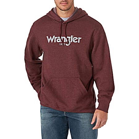 Wrangler Men's Western Burgundy Logo Graphic Long Sleeve Hoodie