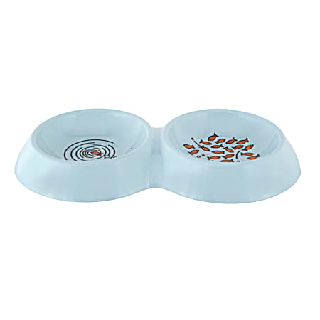 16 oz EcoWare Decorated Double Cat Dish - Assorted