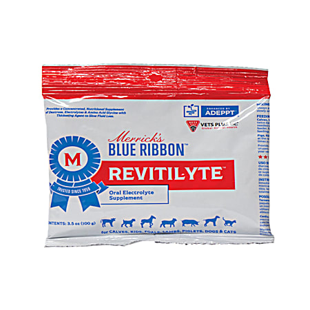 Merrick's Blue Ribbon Revitilyte Oral Electrolyte Supplement for Calves, Kids, Foals, Lambs, Piglets, Dogs & Cats