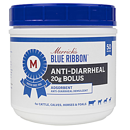 Anti-Diarrheal 20g Bolus for Cattle, Calves, Horses & Foals - 50 Ct
