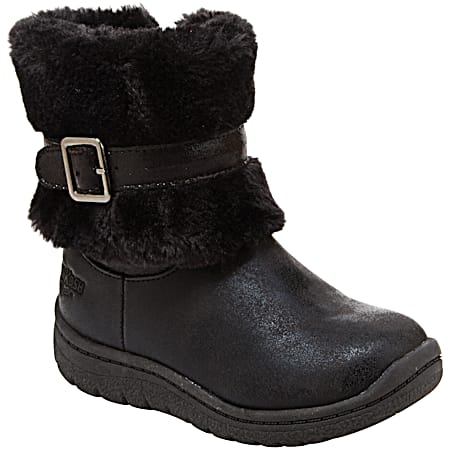 Girl's Lia Short Fur Cuff Boot - Black