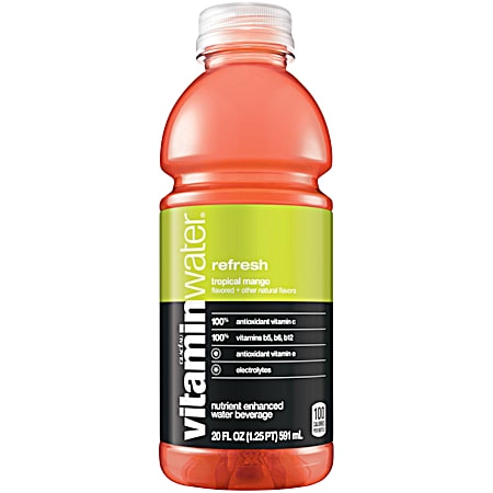 Glaceau Vitamin Water 20 oz Refresh Tropical Mango Flavored Water
