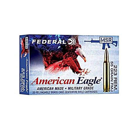 .223 Rem American Eagle XM FMJBT 55gr Cartridges - 20 Ct.