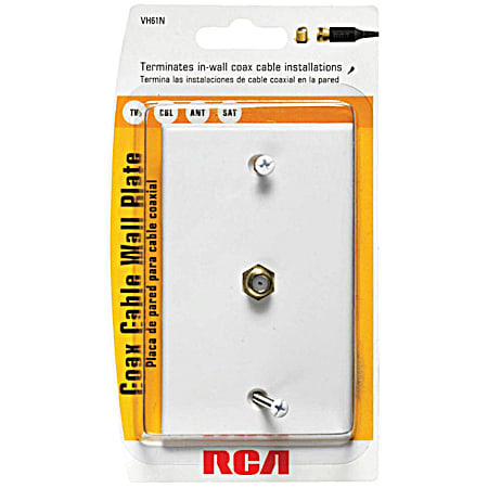 RCA Coax Cable White Wall Plate