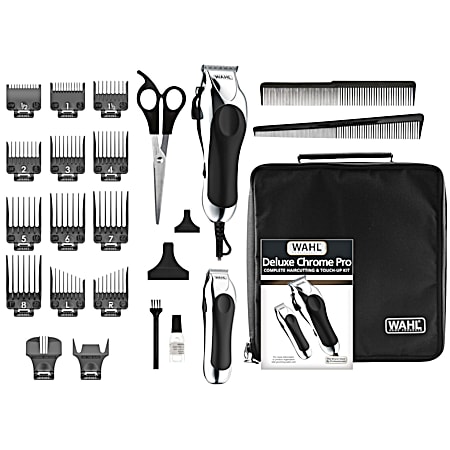 Wahl Deluxe Chrome Pro 25 pc Complete Haircutting & Touch Up Kit