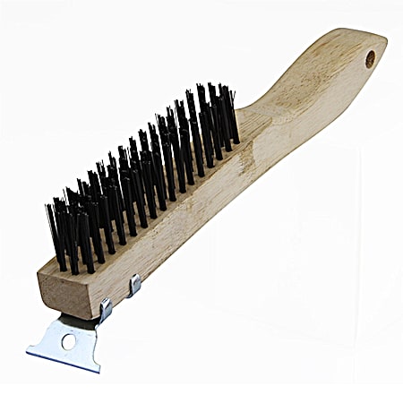 10 in Wood Handle Wire Brush w/ 4 x 16 Rows