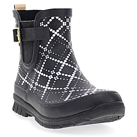 Ladies' Dot Plaid Chelsea Black Rain Boots