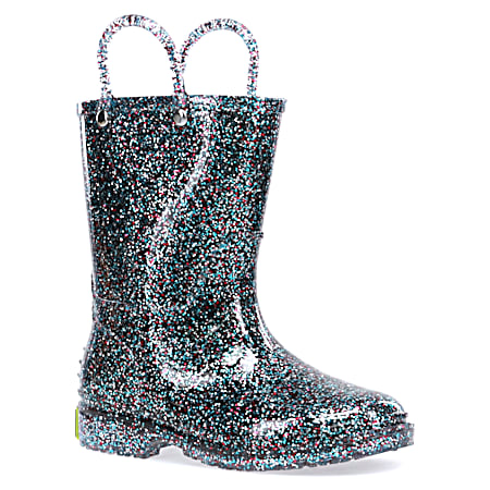 Girls' Glitter Multi PVC Mid Rain Boots