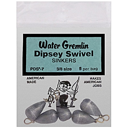 Water Gremlin 5 Pc. Size 3/8 Dipsey Swivel Sinkers