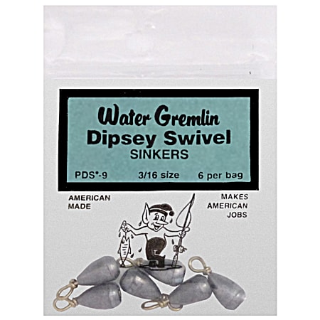 Water Gremlin 6 Pk. Dipsey Swivel Sinkers - Size 3/16