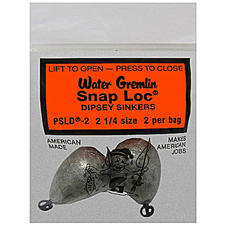 Water Gremlin Snap Loc 2 Pc. Dipsey Sinkers - Size 2-1/4