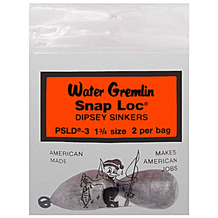 Water Gremlin Snap Loc 2 Pc. Dipsey Sinkers - Size 1-3/4