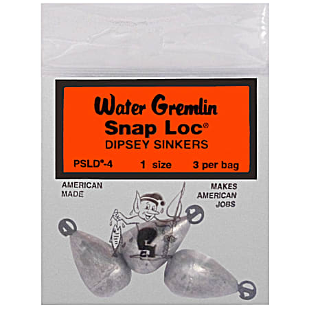 Water Gremlin Snap Loc 3 Pk. Dipsey Sinkers - Size 1