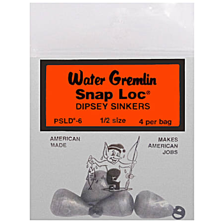 Water Gremlin Snap Loc 4 Pk. Dipsey Sinkers - Size 1/2