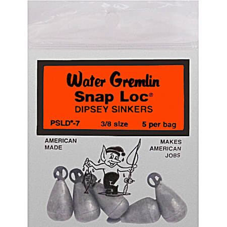 Water Gremlin Snap Loc 5 Pk. Dipsey Sinkers - Size 3/8