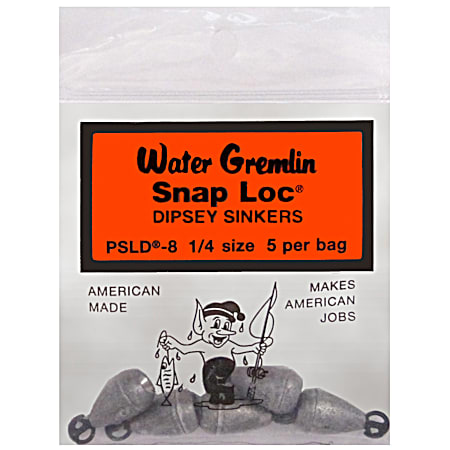 Water Gremlin Snap Loc 5 Pk. Dipsey Sinkers - Size 1/4