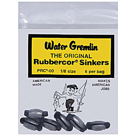 Water Gremlin 6 Pc. Rubbercor Sinkers - Size 1/8