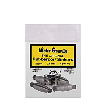 Water Gremlin 4 Pc. Size 3/8 Rubbercor Sinkers