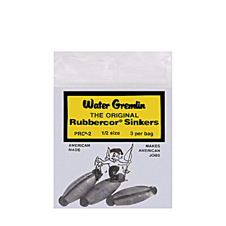 Water Gremlin 3 Pc. Size 1/2 Rubbercor Sinkers