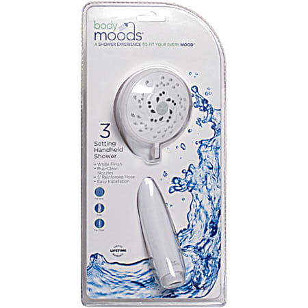 Body Moods 3-Setting White Handheld Shower
