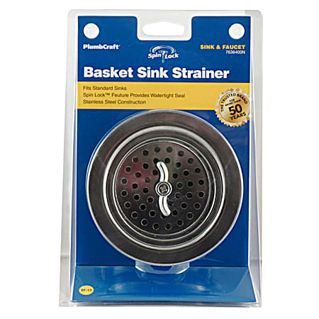 PlumbCraft 3-1/2 in Stainless Steel Spin Lock Basket Sink Strainer