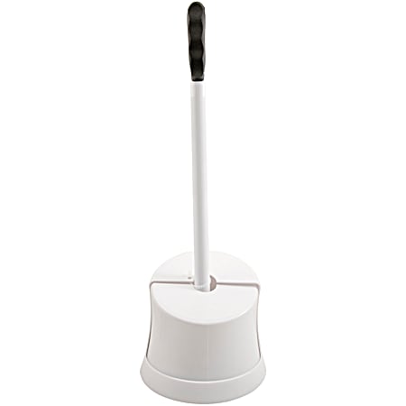 19 in White Twister Soft Grip Toilet Plunger w/ Hideaway Caddy