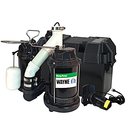 1/2 HP Preassembled Epoxy Coated/Cast Iron Submersible Sump Pump w/ Battery Back-Up System