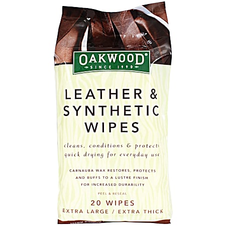 Oakwood Leather & Synthetic Wipes - 20 Ct