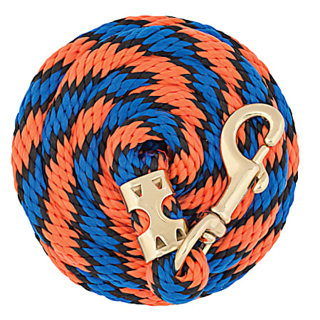 Weaver Leather 8 ft Orange/Black/Blue Value Lead Rope w/ Brass Plated 225 Snap