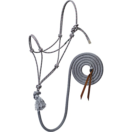 Weaver Leather Silvertip No. 95 Gray/Burgundy/Silver/Black Average Rope Halter w/ 10 ft Lead