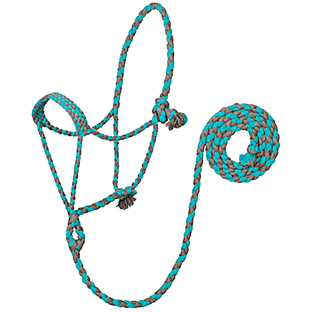 Weaver Leather EcoLuxe Bamboo Average Turquoise/Charcoal Braided Rope Halter w/ 8 ft Lead