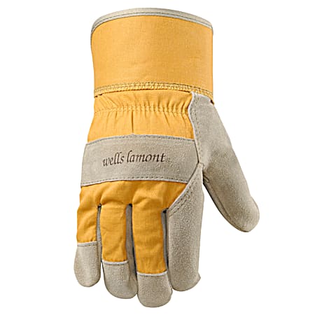 Ladies' Gold Safe Cuff Suede Cowhide Gloves