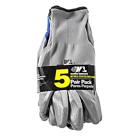 Men's Nitrile Coated Gloves - 5 Pk