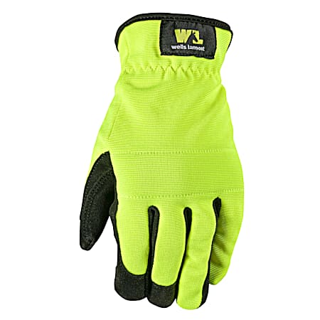 Men's Dexterity Yellow Hi-Vis Synthetic Leather Gloves