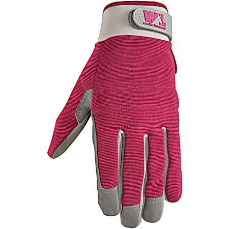 Ladies' Berry/Carmel Moisture Wicking Synthetic Leather Gloves