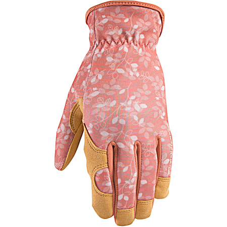Ladies' Pink/Clay Leaf Pattern Hi-Dex Synthetic Gloves